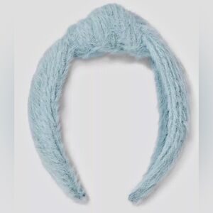 Universal Thread Fuzzy Light Blue Gray Top Knot Women’s Headband NWT